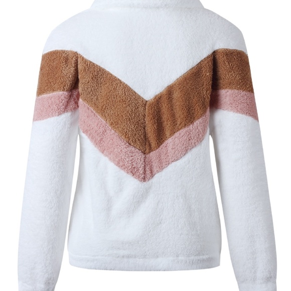 Chevron stripe, zipper front teddy sweatshirt - Picture 4 of 5